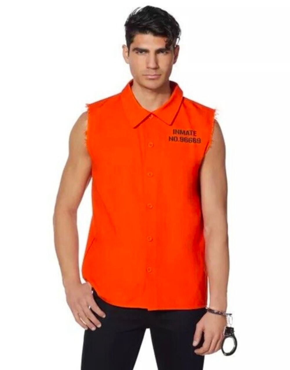 Spirit Adult Orange Inmate Shirt Halloween Costume Cosplay Outfit